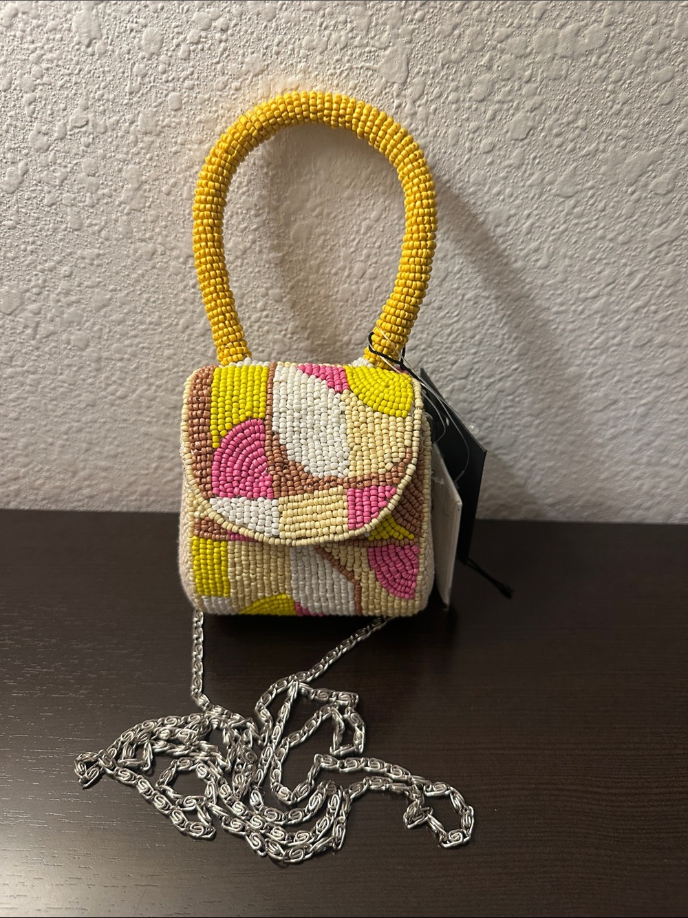 America & Beyond geometric beaded mini bag